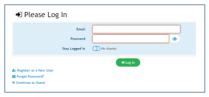 Login page