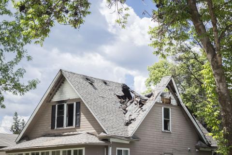 Image of a roof with damage.